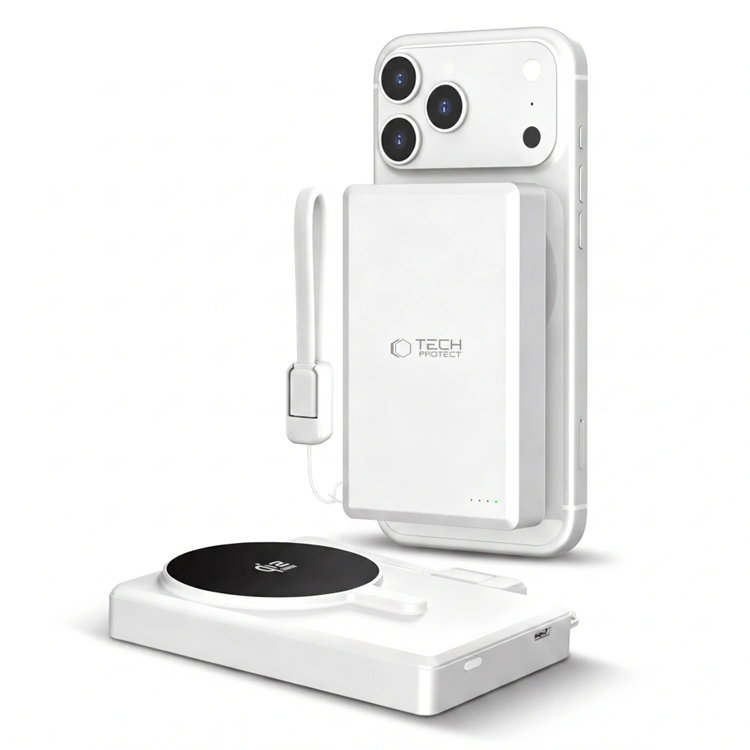 Tech-Protect Magsafe Powerbank 10000mah PB40 Lifemag 25W QI2.2 - Silver/Vit | 505295 | AlltMobil