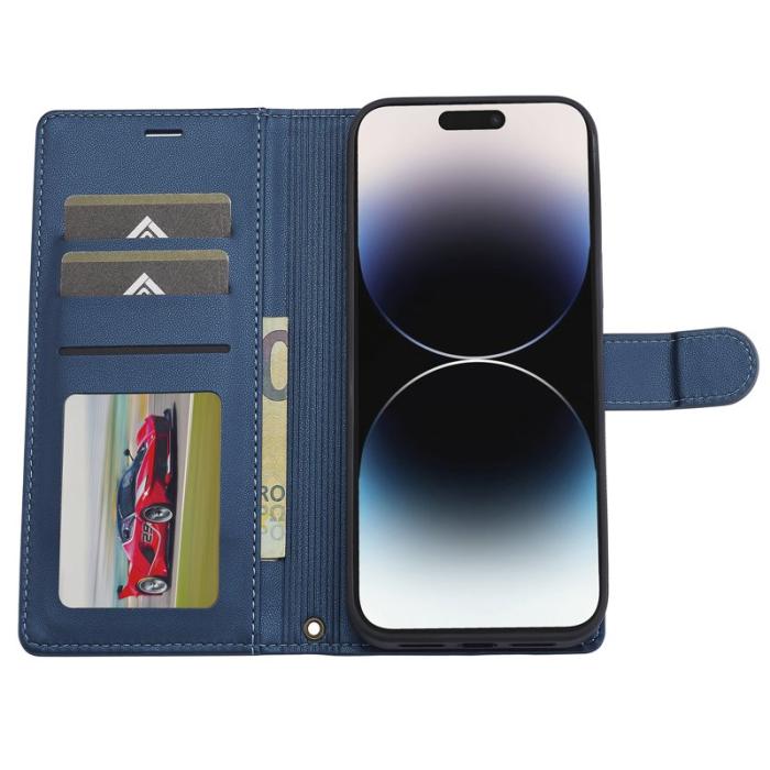 LC.imeeke - LC.IMEEKE L2 Series iPhone 14 Pro Max Plånboksfodral Konstläder - Blå
