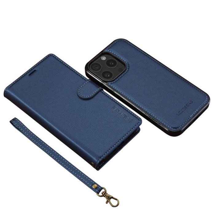 LC.imeeke - LC.IMEEKE L2 Series iPhone 14 Pro Max Plånboksfodral Konstläder - Blå