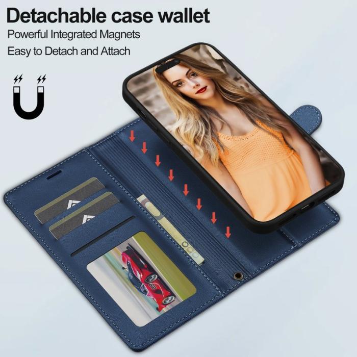 LC.imeeke - LC.IMEEKE L2 Series iPhone 14 Pro Max Plånboksfodral Konstläder - Blå
