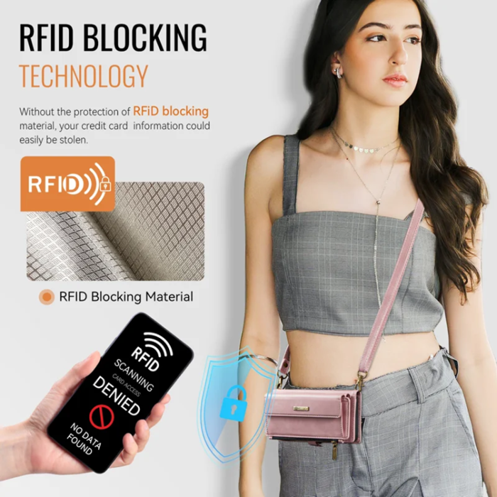 Caseme - Caseme iPhone 14 Pro Plånboksfodral RFID Blocking Zipper - Rosa