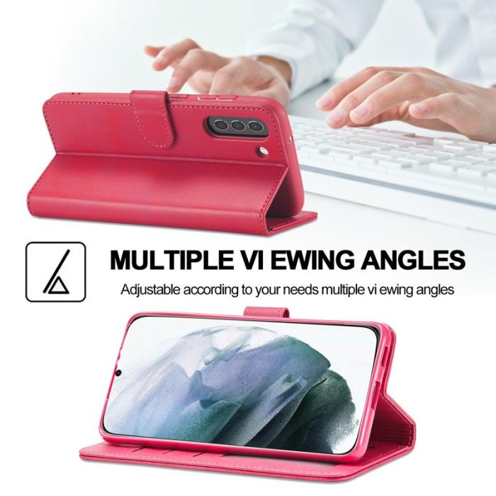 LC.imeeke - LC.IMEEKE Design Plånboksfodral för Samsung Galaxy S21 FE - Konstläder - Rosa
