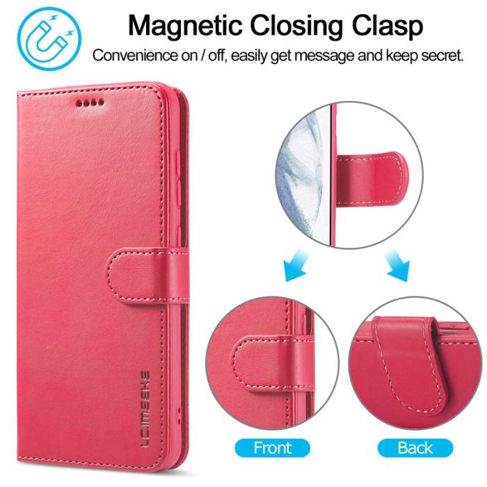 LC.imeeke - LC.IMEEKE Design Plånboksfodral för Samsung Galaxy S21 FE - Konstläder - Rosa