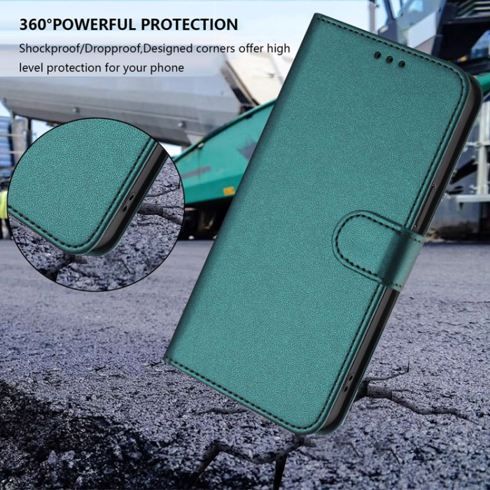 A-One Brand - iPhone 15 Pro Plånboksfodral Läder med Handledsrem - Grön