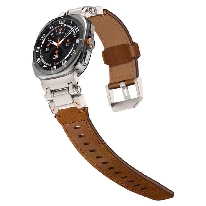 Boom of Sweden - Galaxy Watch Ultra (47mm) Armband Titanium Äkta Läder - Brun