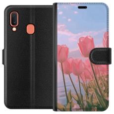 iSecrets - Plånboksfodral till Samsung Galaxy A20e med Rosa Tulpaner
