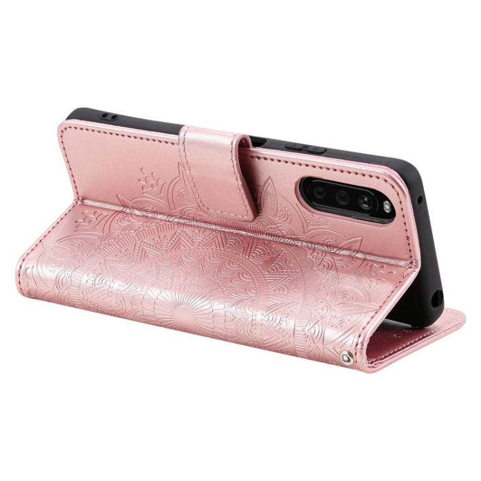 A-One Brand - Sony Xperia 10 V Plånboksfodral Imprinted Mandala Flower - Rosa Guld