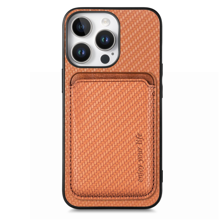 A-One Brand - iPhone 16 Pro Max Mobilskal korthållare Carbon Fiber - Brun