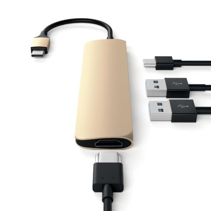 Satechi - Satechi Slim USB-C MultiPort Adapter med 4K HDMI videoutgång - Guld