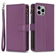 OEM - iPhone 15 Pro Pl&aring;nboksfodral Zipper Flip - Lavender