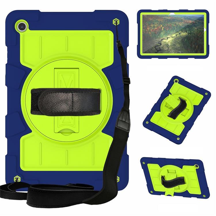 Galaxy Tab A9 Plus Skal Rotating Handrem Med Axelrem - Marinblå / Grön | 2353 | AlltMobil