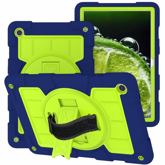 A-One Brand - Galaxy Tab A9 Plus Skal Rotating Handrem Med Axelrem - Marinblå / Grön