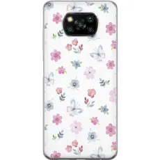 Gustaf - Mobilskal till Xiaomi Poco X3 NFC med Blommor och fj&auml;rillar