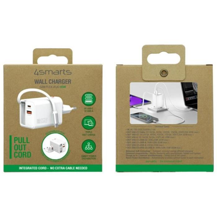 4smarts - 4smarts Snabbladdare 65W 2xUSB-C 1xUSB-A Flex Jojo - Vit