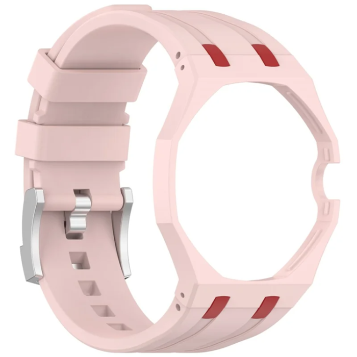 A-One Brand - Swatch Royal Pop Silikonarmband med Integrerat Skyddsskal - Rosa/Röd