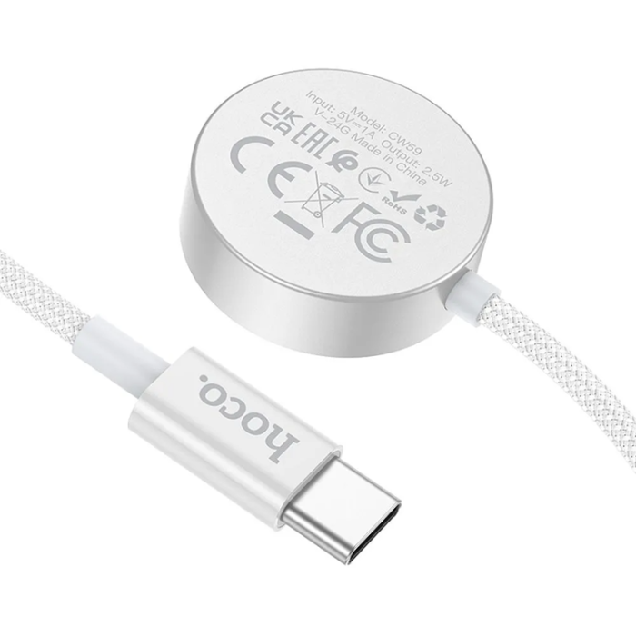 Hoco - Hoco Smartwatch UAB-C Kabel 2.5W - Vit