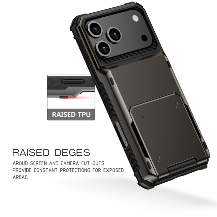 A-One Brand - iPhone 17 Pro Max Mobilskal Dual Layer korthållare - Blå