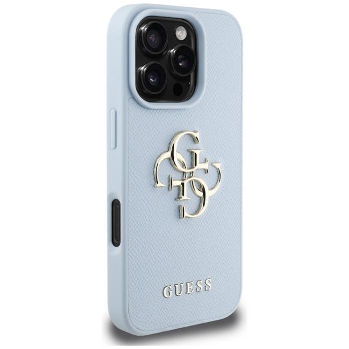 Guess - Guess iPhone 16 Pro Max Mobilskal Grained Big 4G Small Classic Logo - Blå