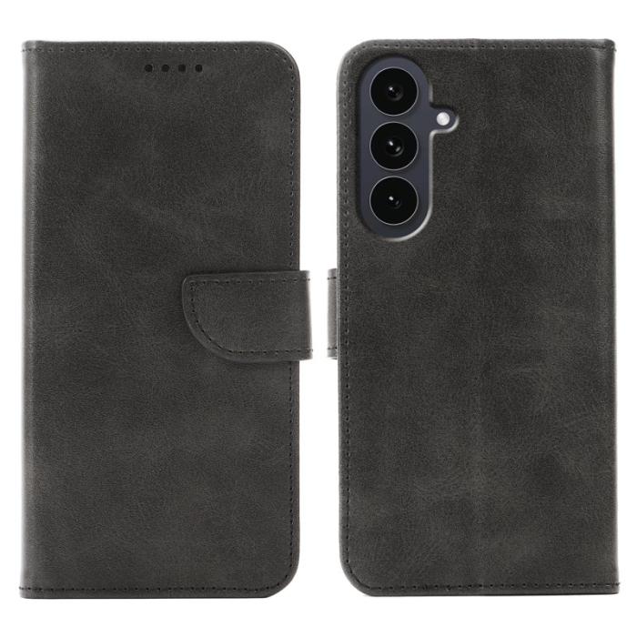 OEM - Samsung Galaxy S26 Fodral Ställ Magnetisk Stängning Äkta Läder - Svart