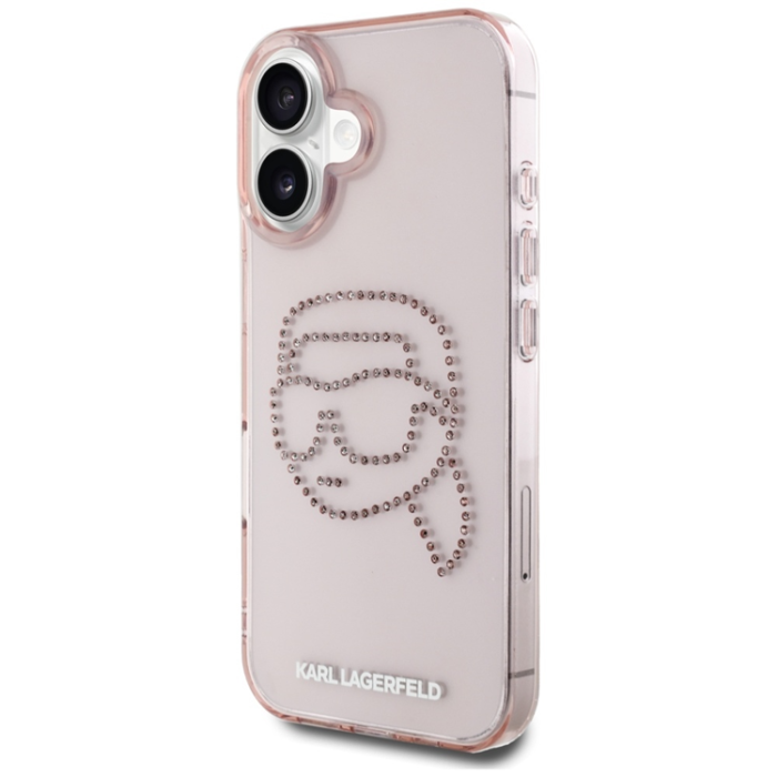 KARL LAGERFELD - Karl Lagerfeld iPhone 16 Mobilskal Rhinestones Karl Head - Rosa