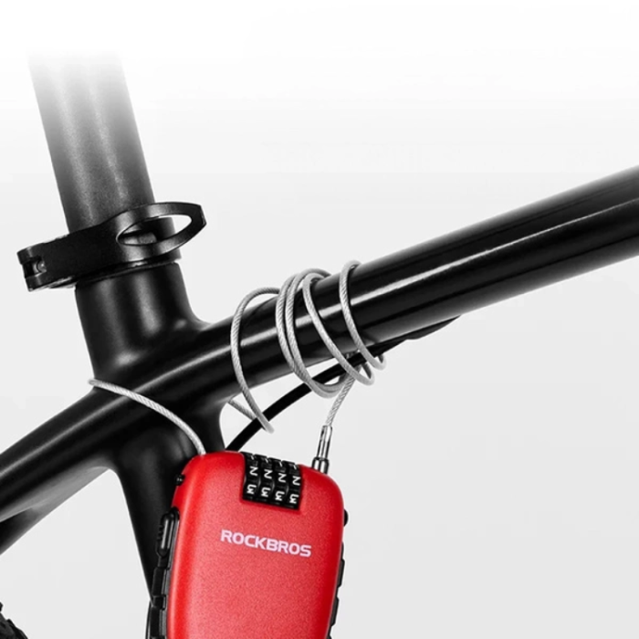 Rockbros - Rockbros Cykellås Med Indragbar Kabel - Röd