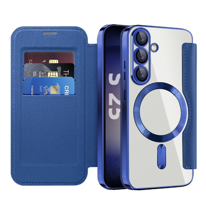 A-One Brand - Galaxy S25 Plus Plånboksfodral MagSafe RFID Blocking - Safir