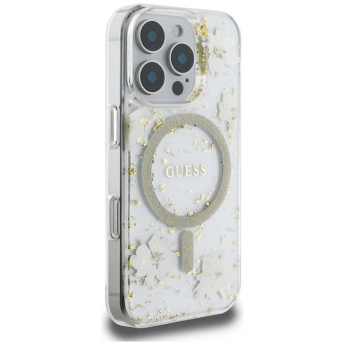 Guess - Guess iPhone 16 Pro Mobilskal MagSafe Resin Flowers - Beige