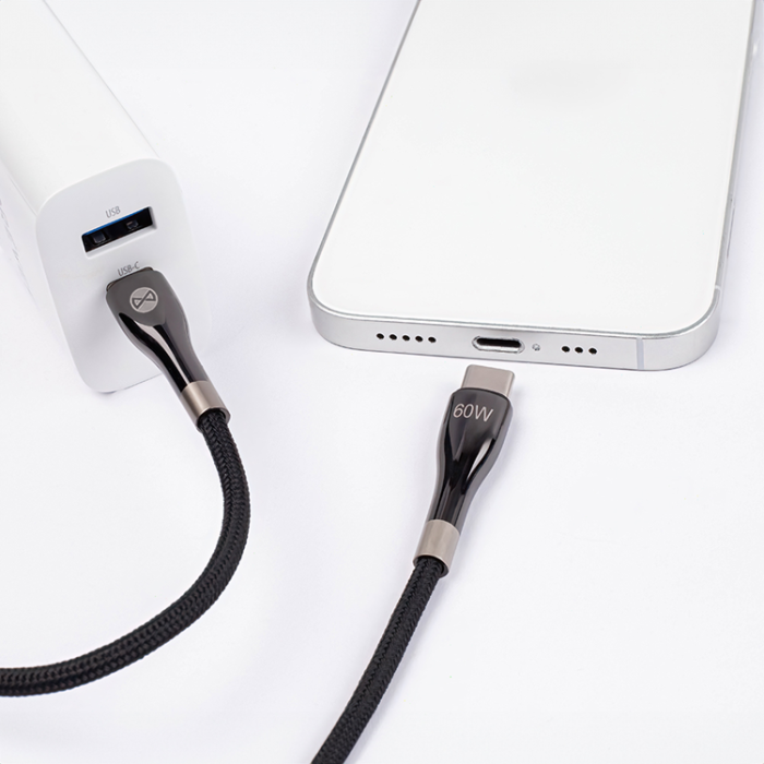 Forever - Forever Sleek USB-C till USB-C kabel 1m 60W - Svart