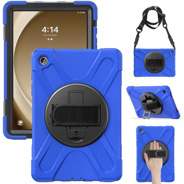A-One Brand - Galaxy Tab A9 Plus Skal Kickstand Handrem Med Axelrem - Blå