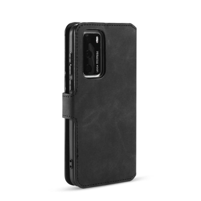 DG.MING - DG.MING Retro Läder Plånboksfodral Huawei P40 - Svart