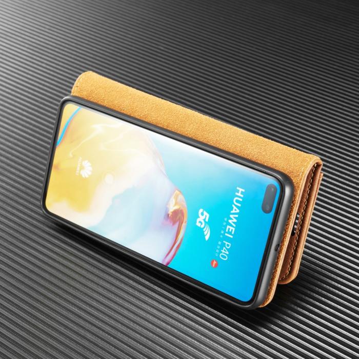 DG.MING - DG.MING Äkta Läder Plånboksfodral Huawei P40 - Brun