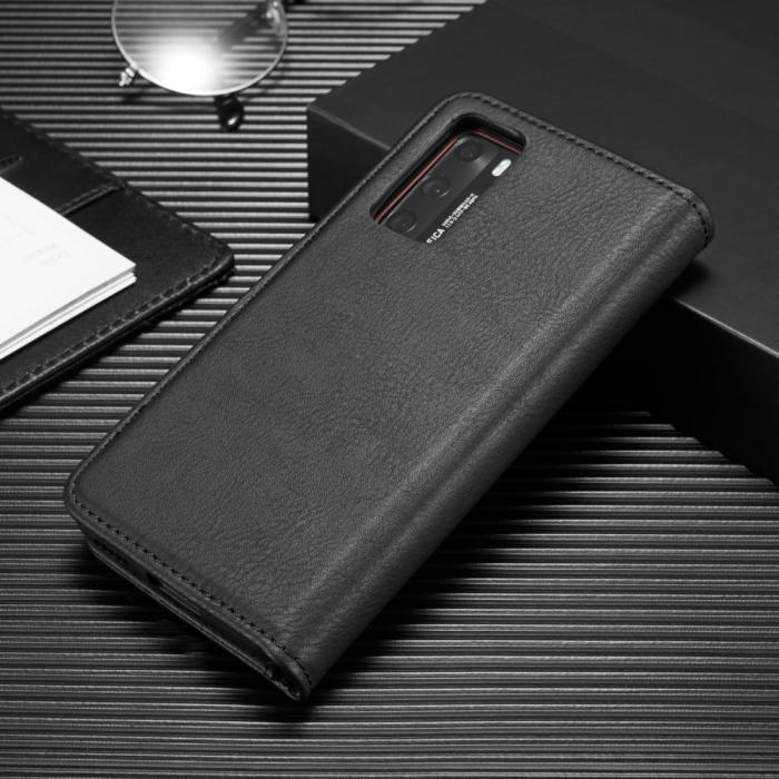DG.MING - DG.MING Äkta Läder Plånboksfodral Huawei P40 - Svart