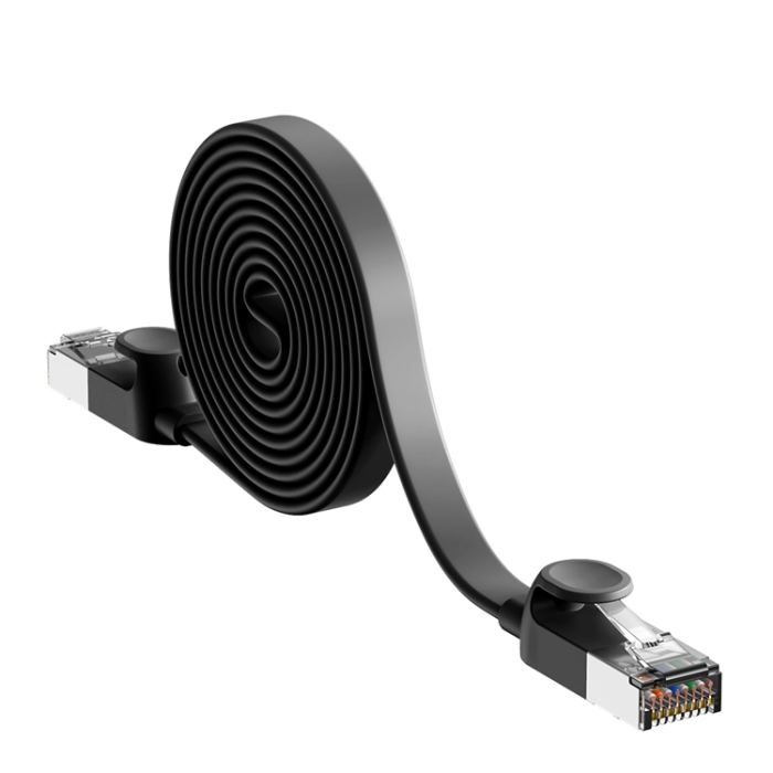 BASEUS - Baseus Cat6 RJ45 1m Flat Ethernet Nätverk Kabel - Svart