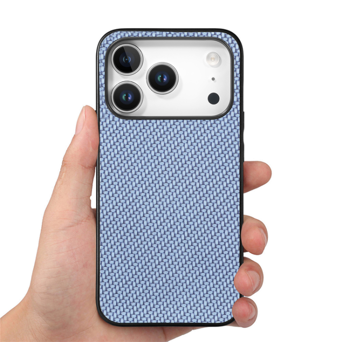 A-One Brand - iPhone 17 Pro Mobilskal Carbon Fiber PU Läder - Blå