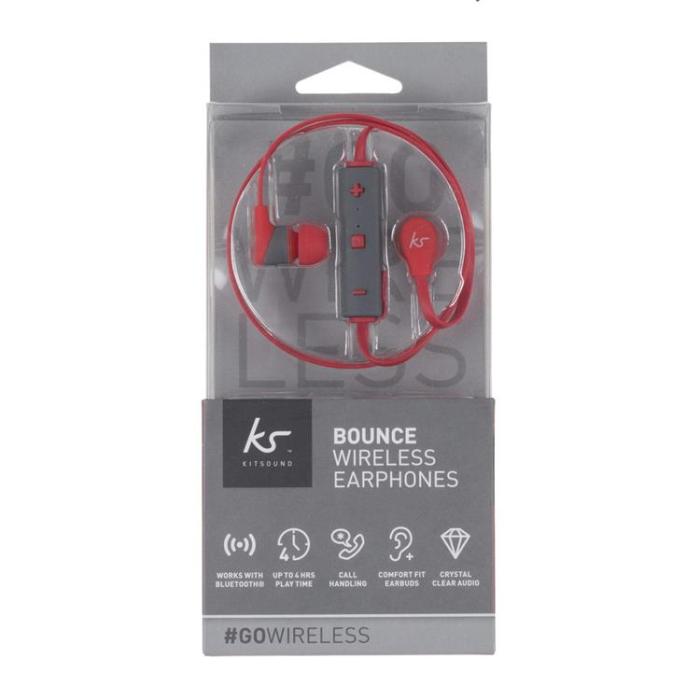 Kitsound - KITSOUND Hörlurar Bounce In-Ear Trådlös Mic - Röd