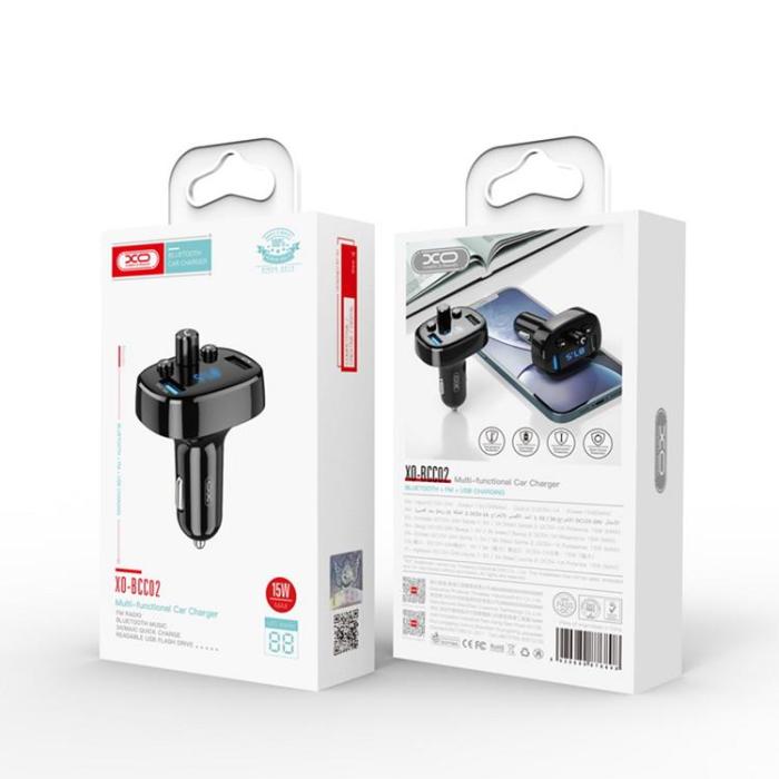 XO - XO FM-sändare Bluetooth MP3 Med Billadare 15W BCC02 - Svart