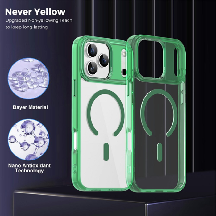 A-One Brand - iPhone 17 Pro Max Mobilskal MagSafe Transparent TPU+PC - Grön