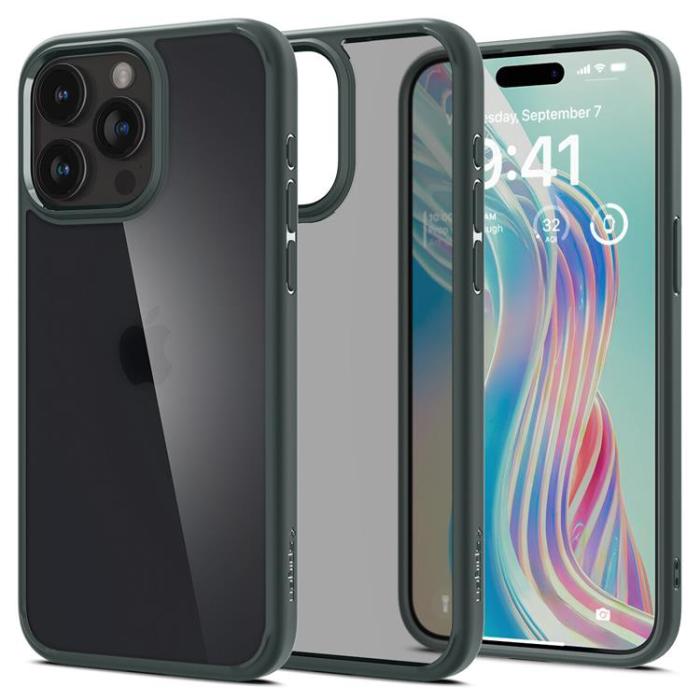 Spigen - Spigen iPhone 15 Pro Max Mobilskal Ultra Hybrid - Mörkgrön