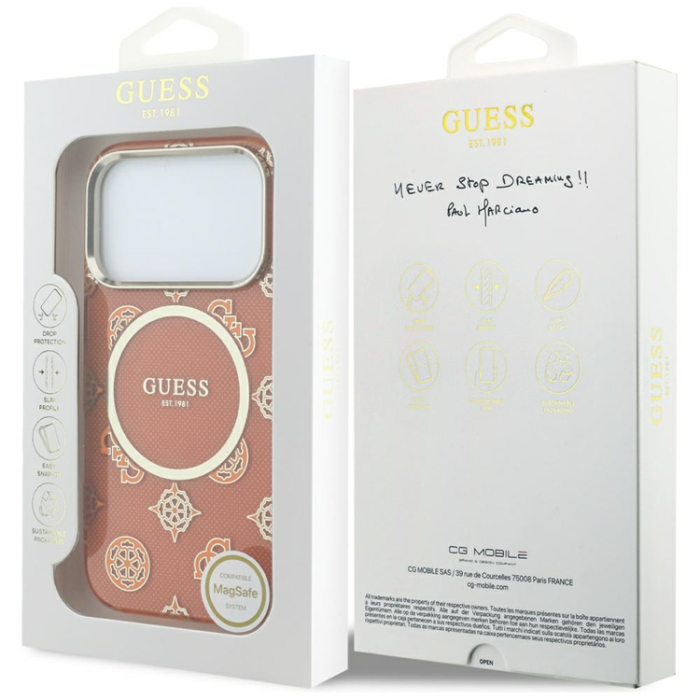 Guess - Guess Mobilskal För iPhone 17 Pro MagSafe IML Peony Dot - Orange