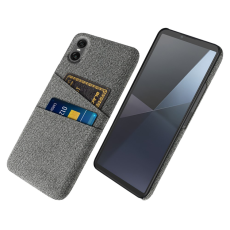 A-One Brand - Sony Xperia 10 VII Mobilskal med Dual Kortfack Tyg + PC - Grå