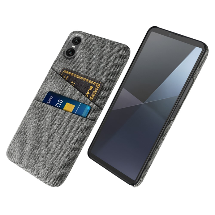 A-One Brand - Sony Xperia 10 VII Mobilskal med Dual Kortfack Tyg + PC - Grå