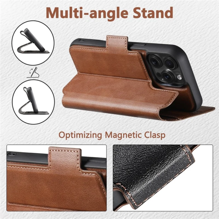 SUTENI - SUTENI iPhone 16 Pro Max Plånboksfodral Magsafe Cowhide - Brun