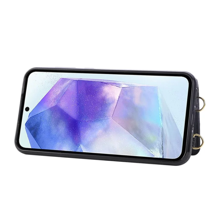 A-One Brand - Galaxy S25 Edge Mobilskal Korthållare Kickstand Rhombus - Svart