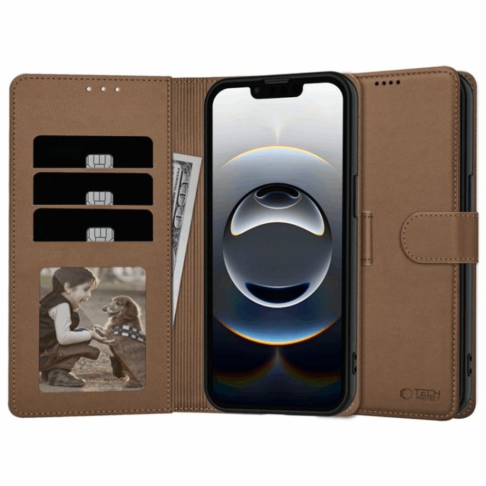 Tech-Protect - Tech-Protect iPhone 16e Plånboksfodral - Brun