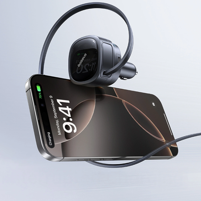 BASEUS - Baseus Billaddare 60W med Retractable Kabel PrimeTrip VR1 - Svart