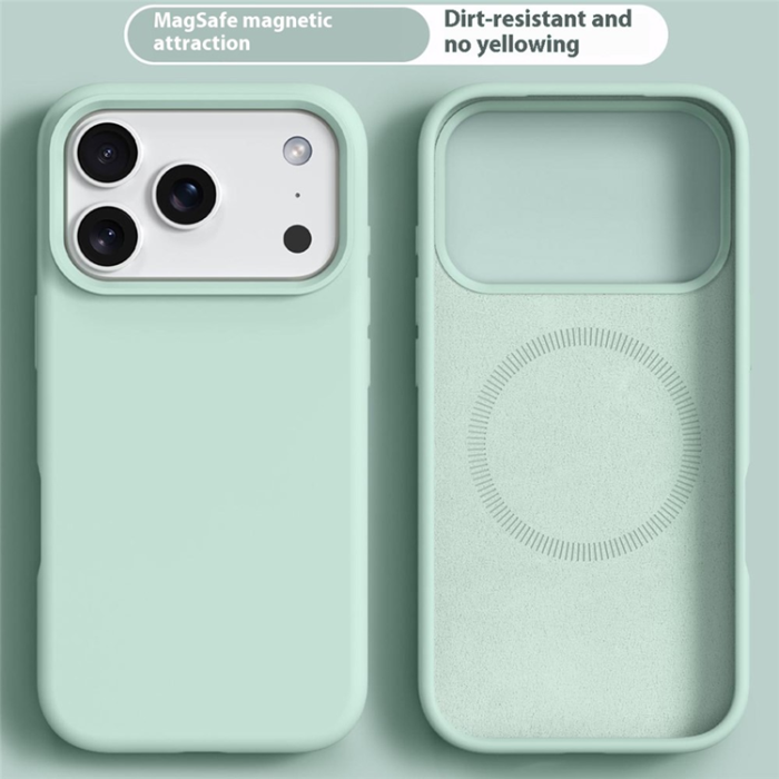 A-One Brand - iPhone 17 Pro Max Mobilskal MagSafe Liquid Silikon+PC - Ljusgrön