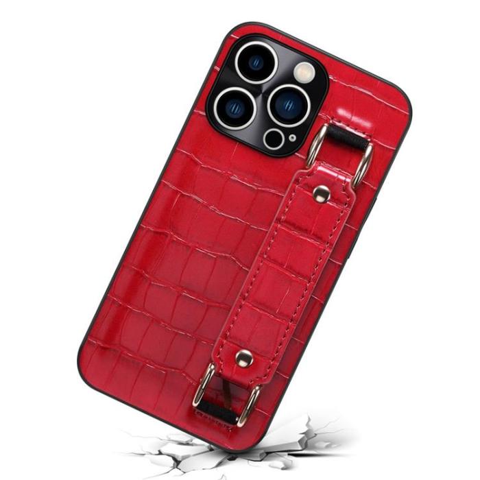 A-One Brand - iPhone 14 Pro Skal Korthållare Crocodile - Röd