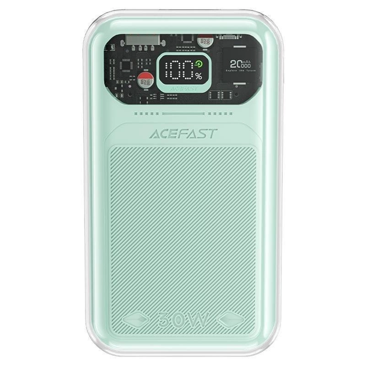 Produktfoto för Acefast Powerbank 20000mAh snabbladdning 30W Sparkling Series - Grön