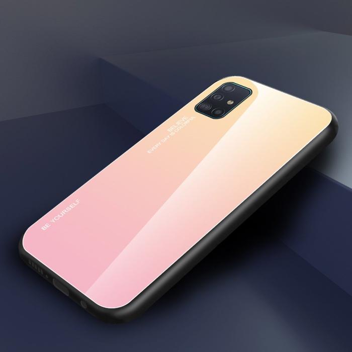 UTGATT5 - Gradient Härdat Glas Skal Galaxy A51 - Rosa