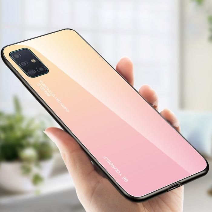 UTGATT5 - Gradient Härdat Glas Skal Galaxy A51 - Rosa